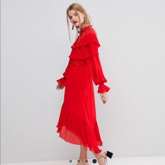 ASOS Dresses & Skirts - Asos Y.A.S Red Ruffle Dress